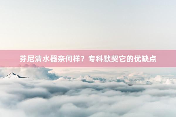 芬尼清水器奈何样？专科默契它的优缺点