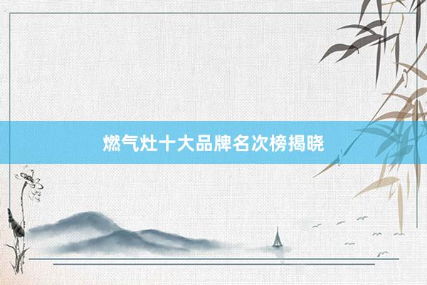 燃气灶十大品牌名次榜揭晓